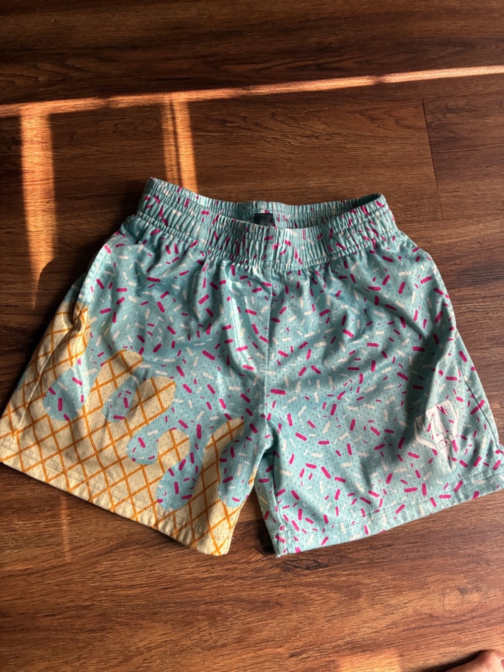Baseball Lifestyle 101 Aqua Ice Cream Cone Print Shorts with Pink Sprinkles YM